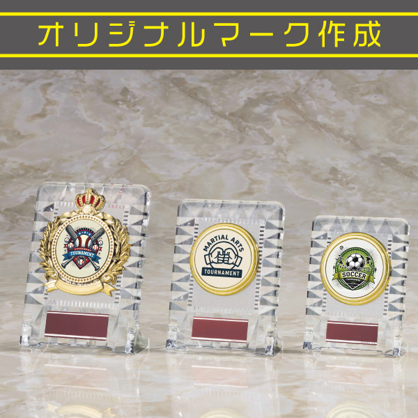 クリヤ樹脂製の安い表彰楯 オリジナルマーク対応