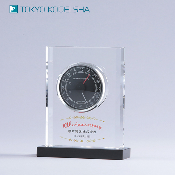 温度計湿度計付き小型クリスタル記念品