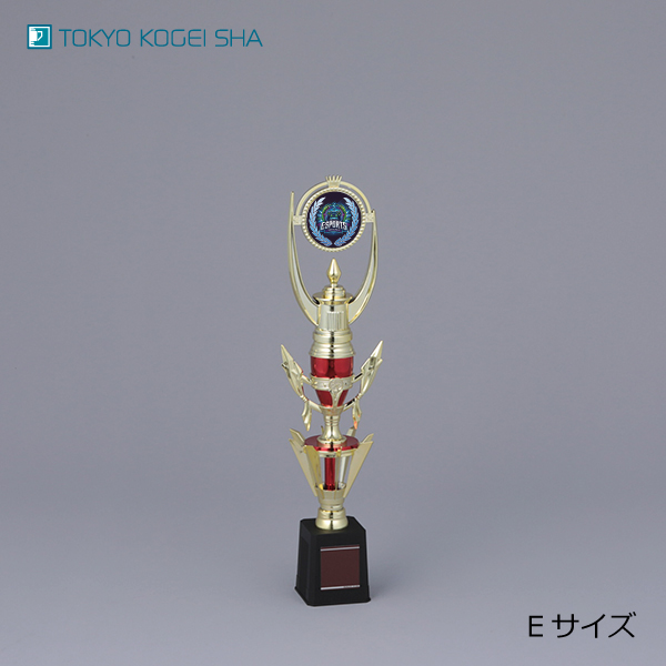 オリジナルマークが作れる赤と金色のトロフィー