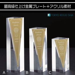 アクリルトロフィー 真鍮エッチングプレート付き 高級感あるデザイン