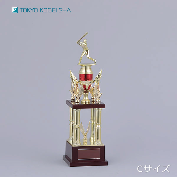 金赤カラーの華やかなデザイン、優勝記念にぴったりのスポーツトロフィー