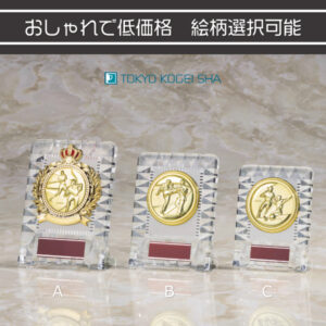 クリヤ樹脂製トロフィー おしゃれなデザイン 野球やサッカーにおすすめ